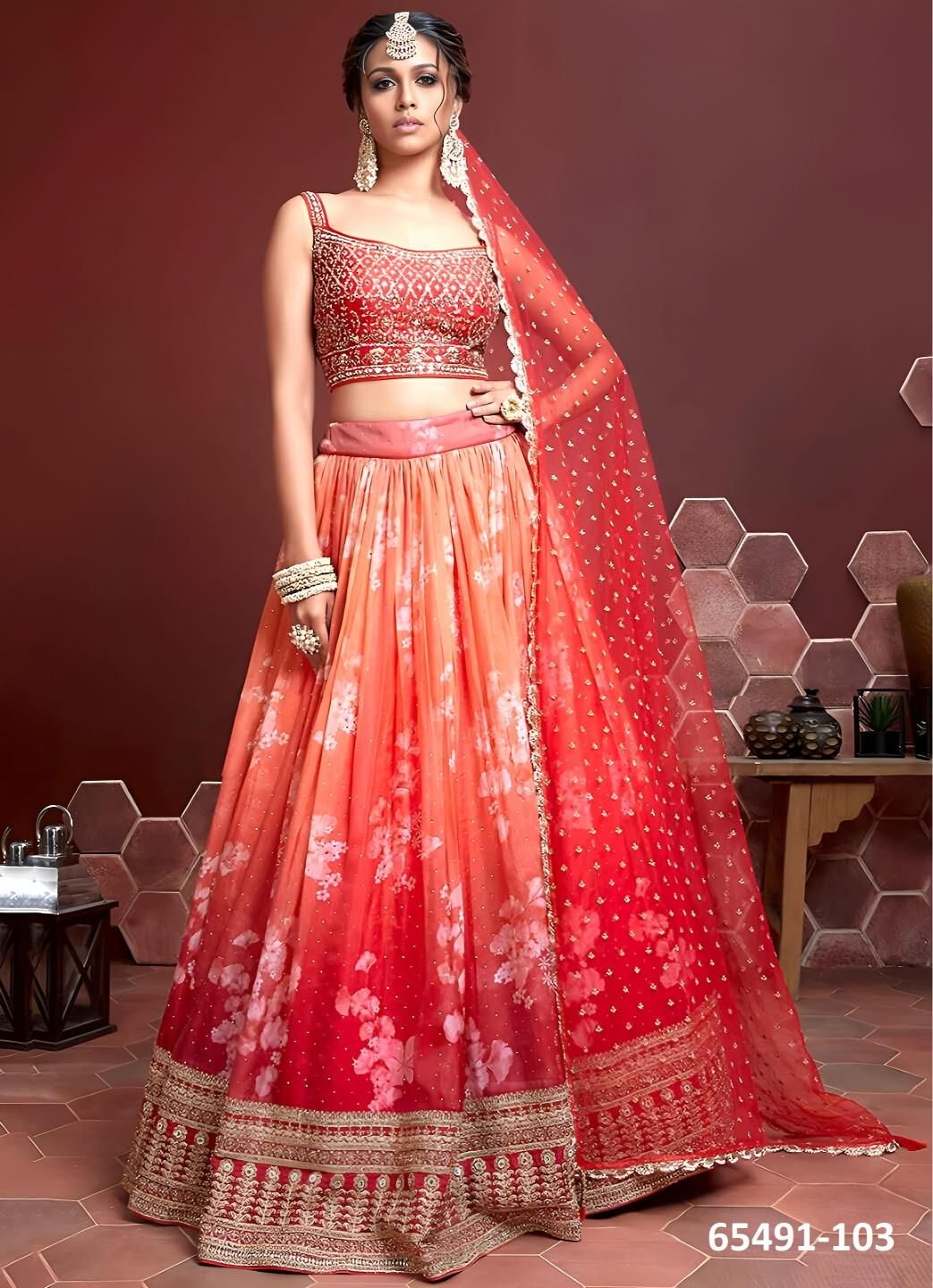 MANDAKINI 1 - Catalog # 65491 (Set of 10 Semi-Stitched Lehengas)