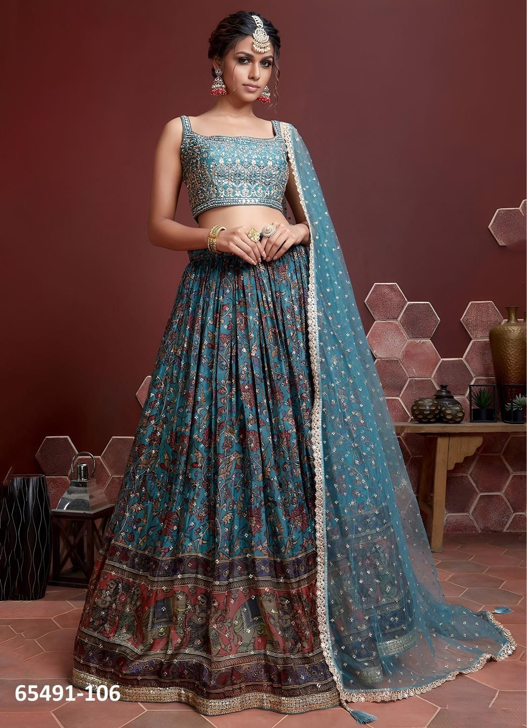 MANDAKINI 1 - Catalog # 65491 (Set of 10 Semi-Stitched Lehengas)