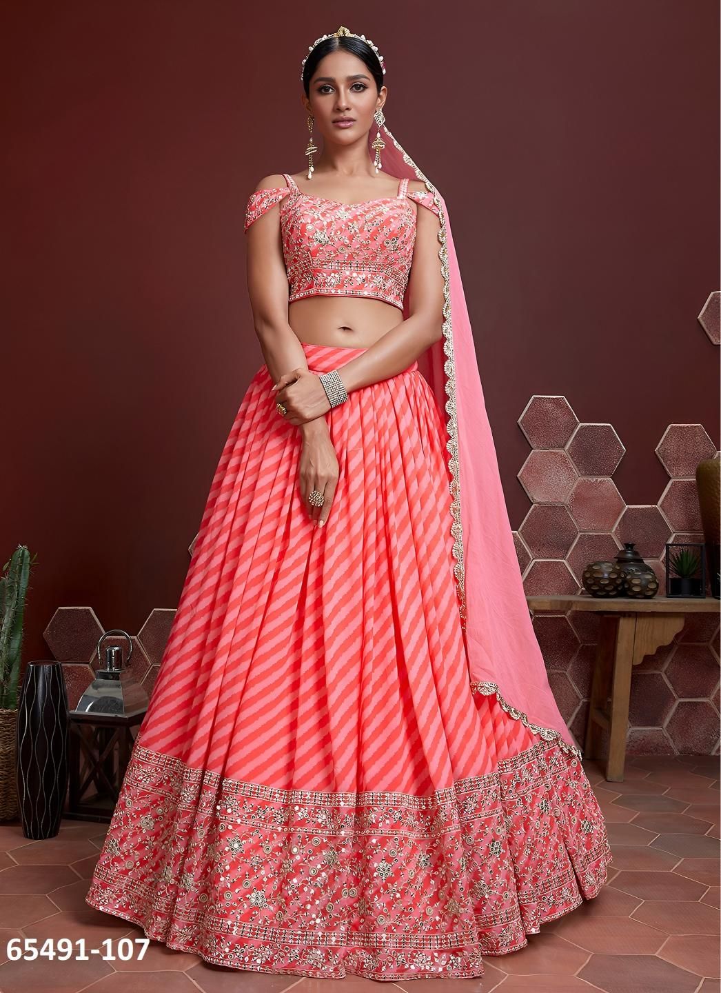 MANDAKINI 1 - Catalog # 65491 (Set of 10 Semi-Stitched Lehengas)
