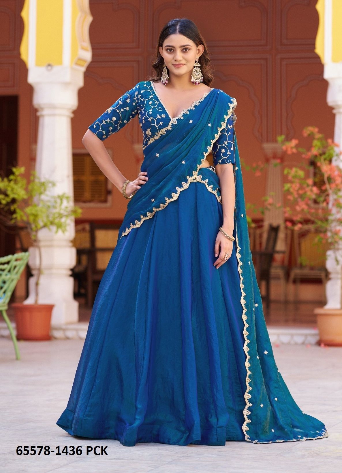 RANGREZ 1436 - Catalog # 65578 (Set of 4 Semi-Stitched Lehengas)