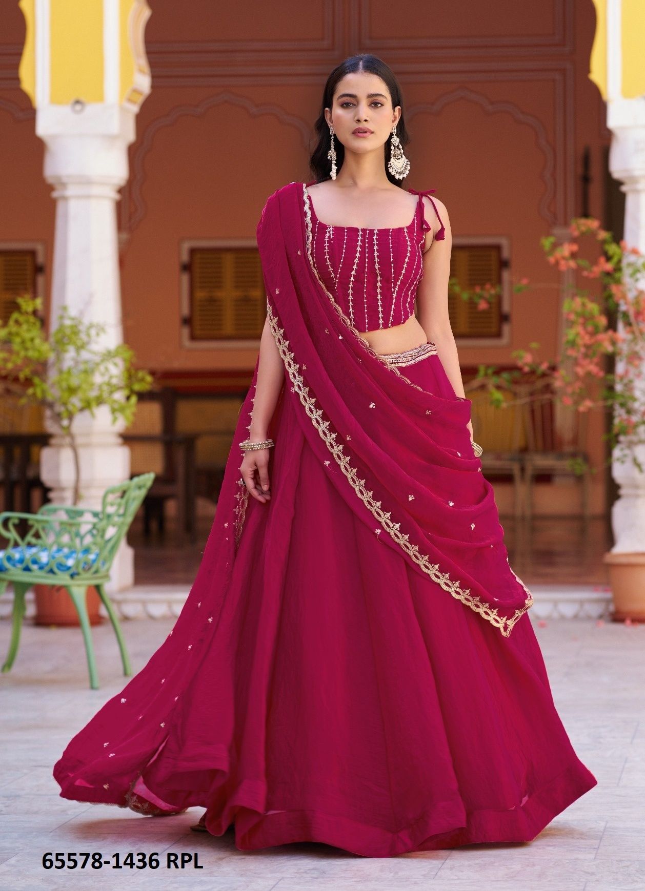 RANGREZ 1436 - Catalog # 65578 (Set of 4 Semi-Stitched Lehengas)