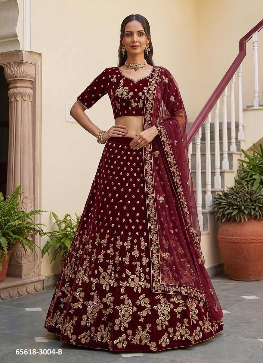 SERIES 3004 - Catalog # 65618 (Set of 2 Semi-Stitched Lehengas)