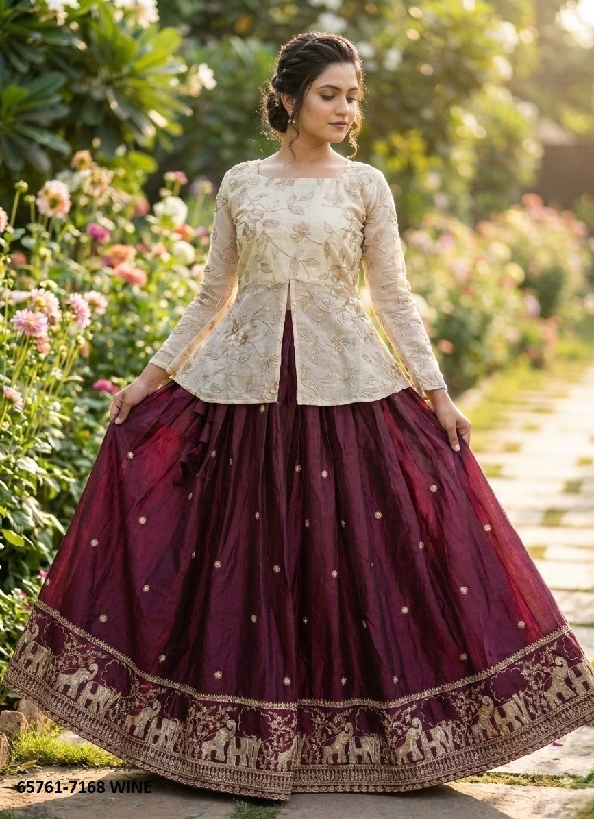 SERIES 7168 - Catalog # 65761 (Set of 2 Readymade Lehengas)