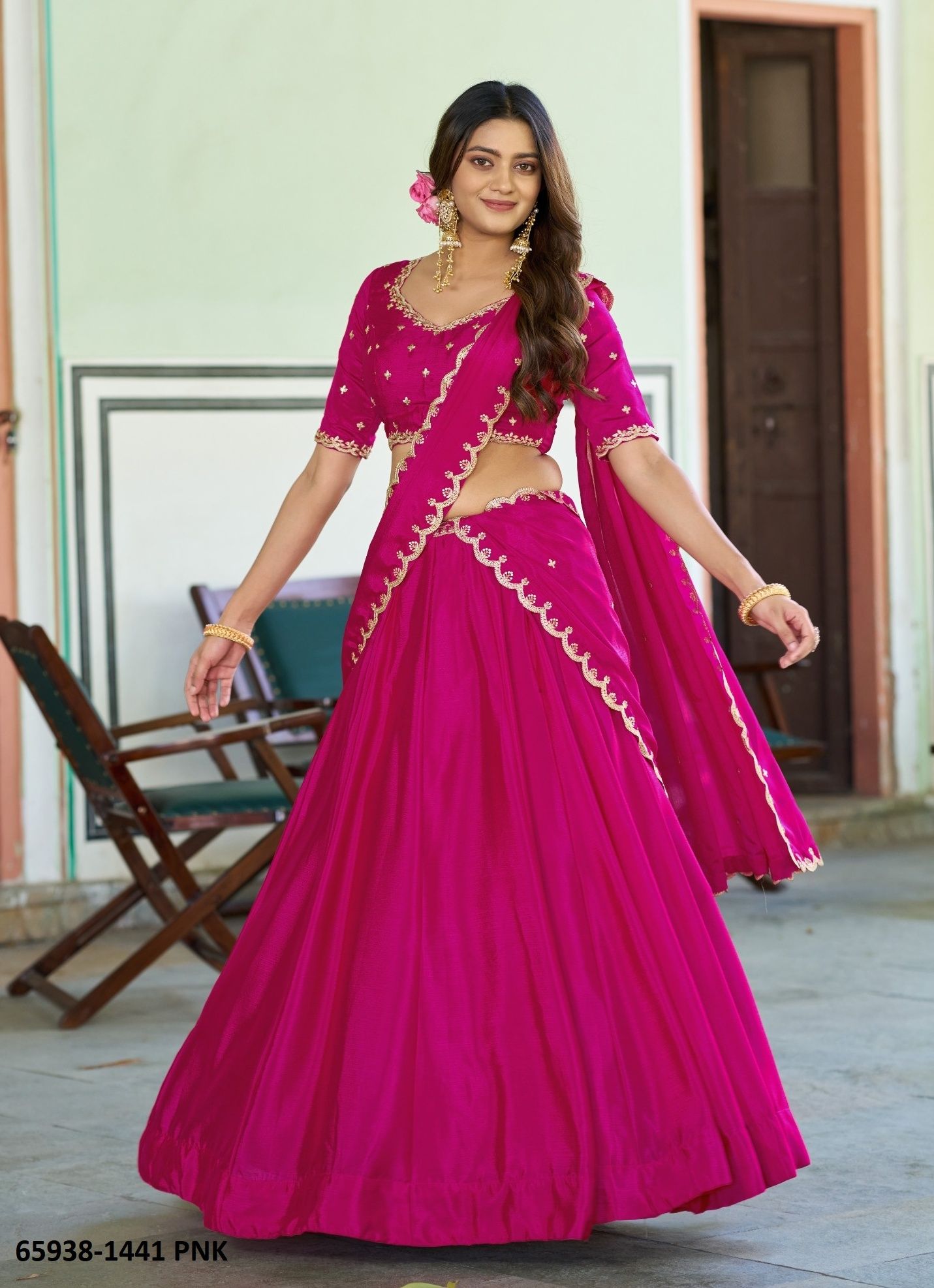 MEHERVA 1441 - Catalog # 65938 (Set of 4 Semi-Stitched Lehengas)