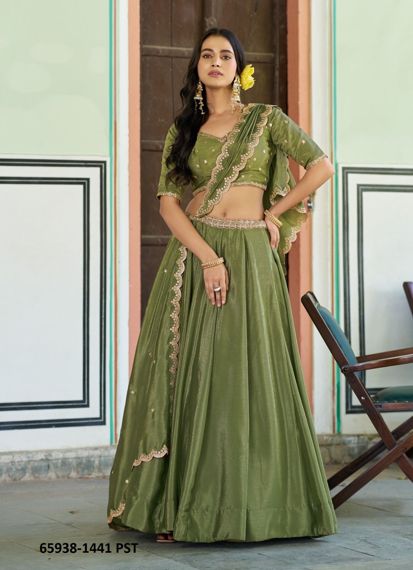 MEHERVA 1441 - Catalog # 65938 (Set of 4 Semi-Stitched Lehengas)