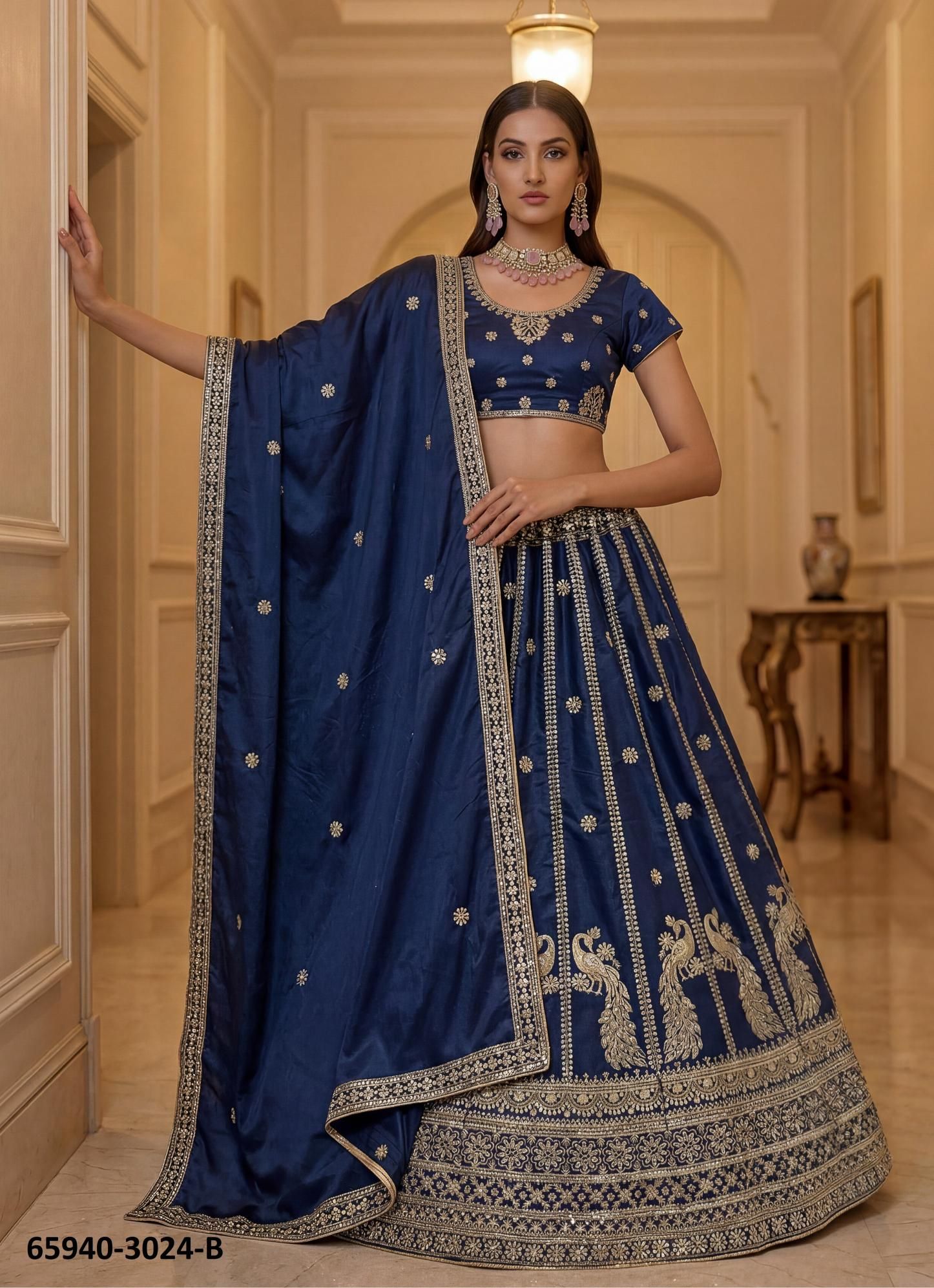 SERIES 3024 - Catalog # 65940 (Set of 6 Semi-Stitched Lehengas)