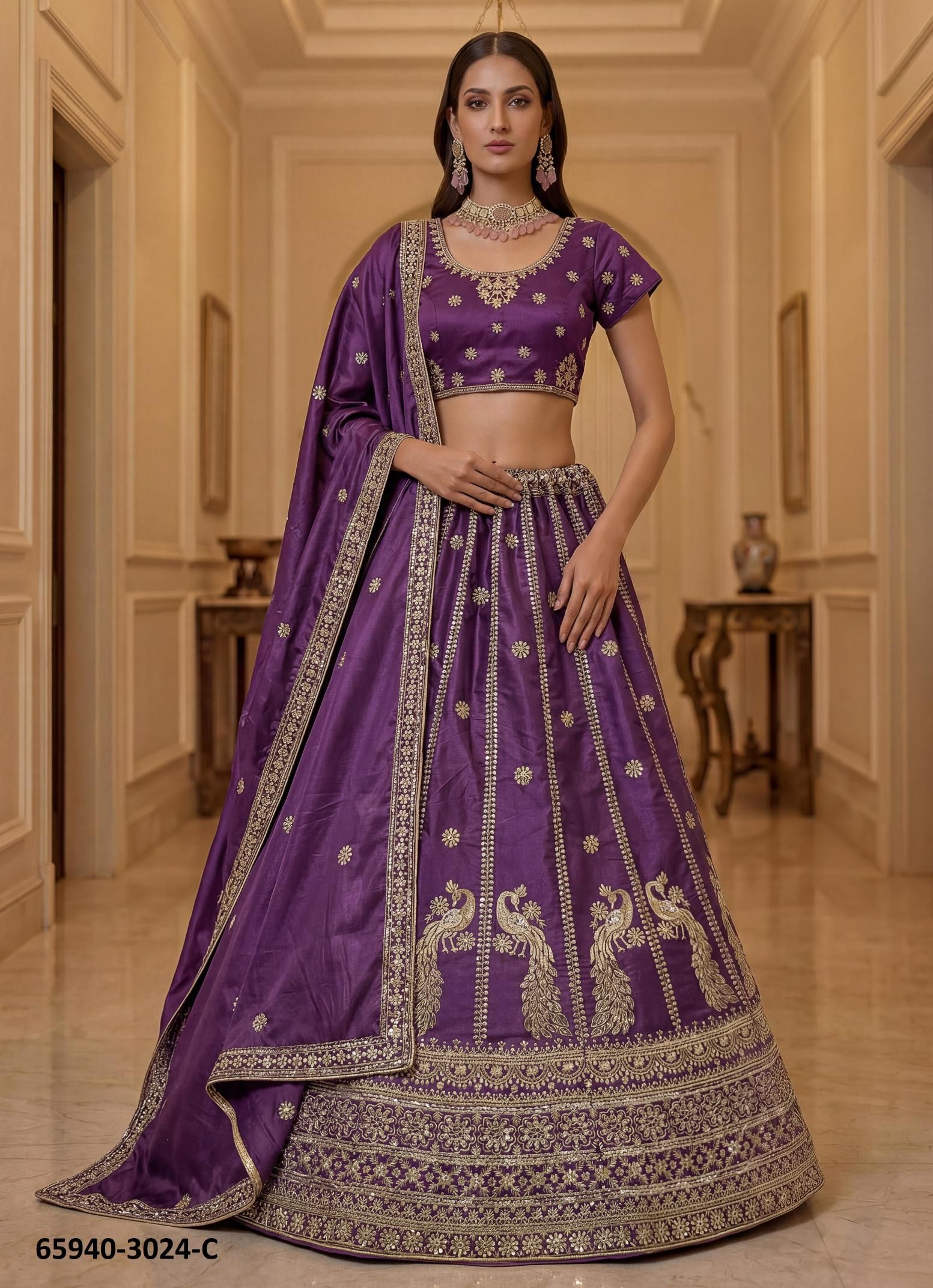 SERIES 3024 - Catalog # 65940 (Set of 6 Semi-Stitched Lehengas)