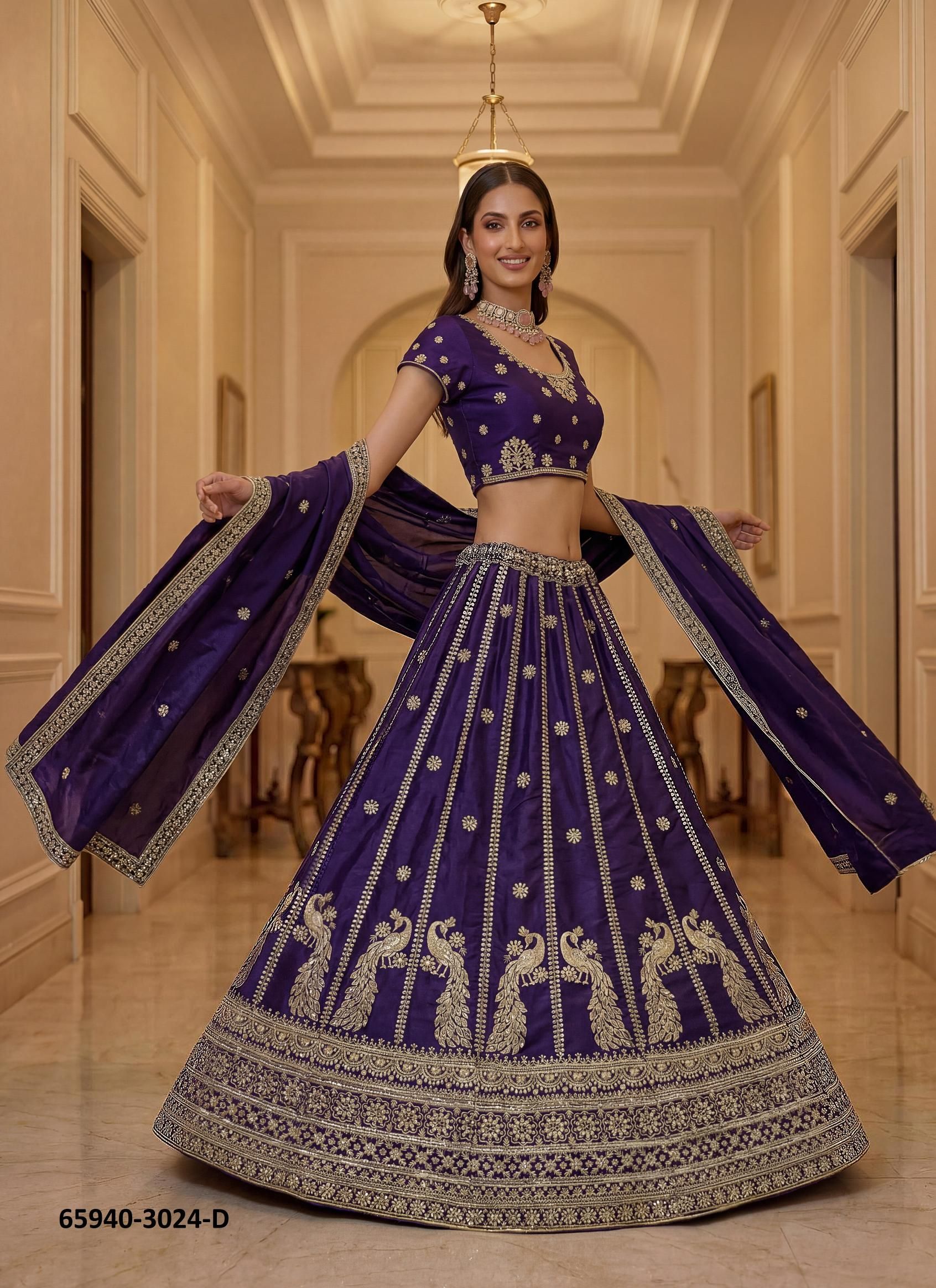 SERIES 3024 - Catalog # 65940 (Set of 6 Semi-Stitched Lehengas)