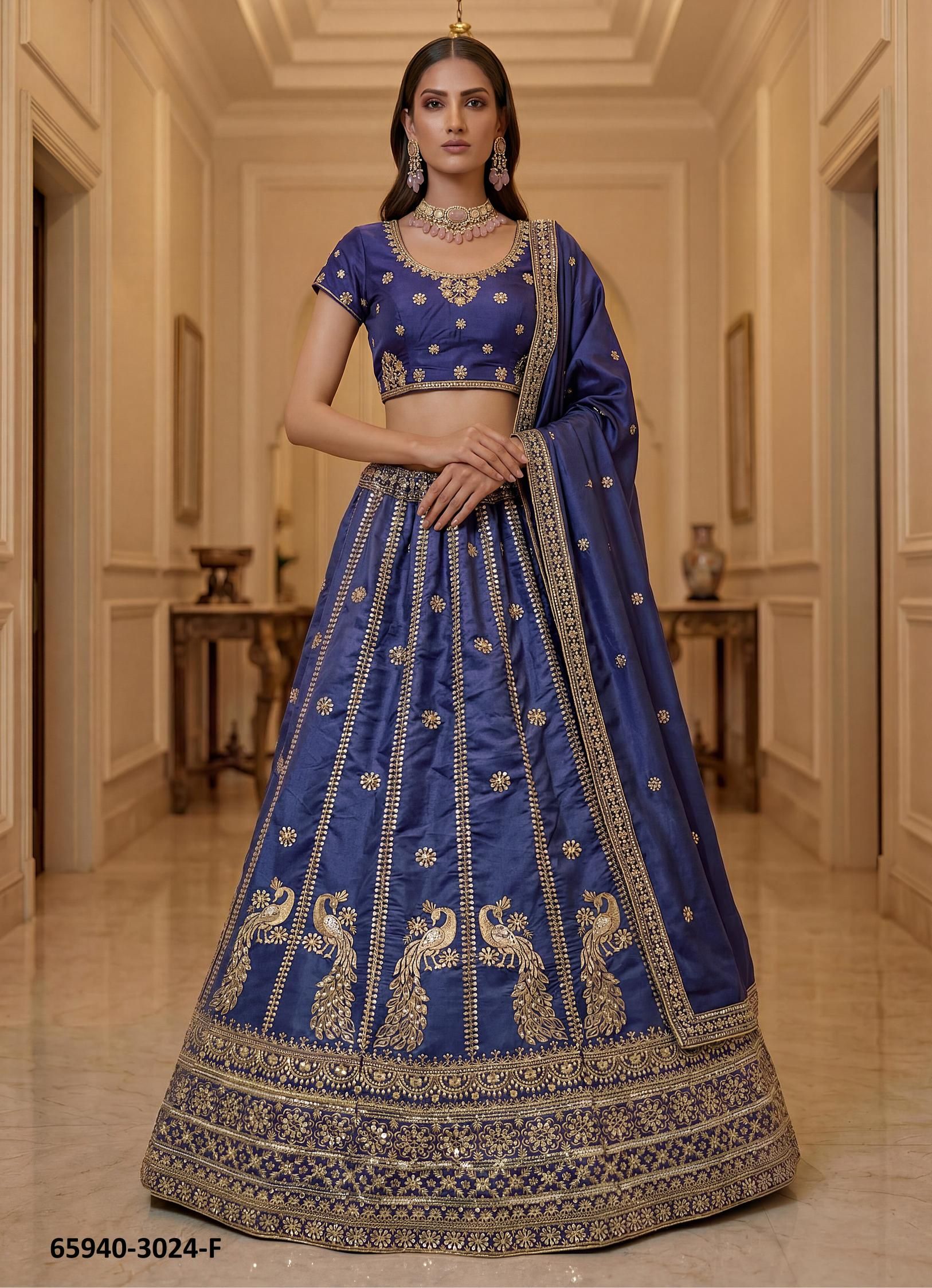 SERIES 3024 - Catalog # 65940 (Set of 6 Semi-Stitched Lehengas)