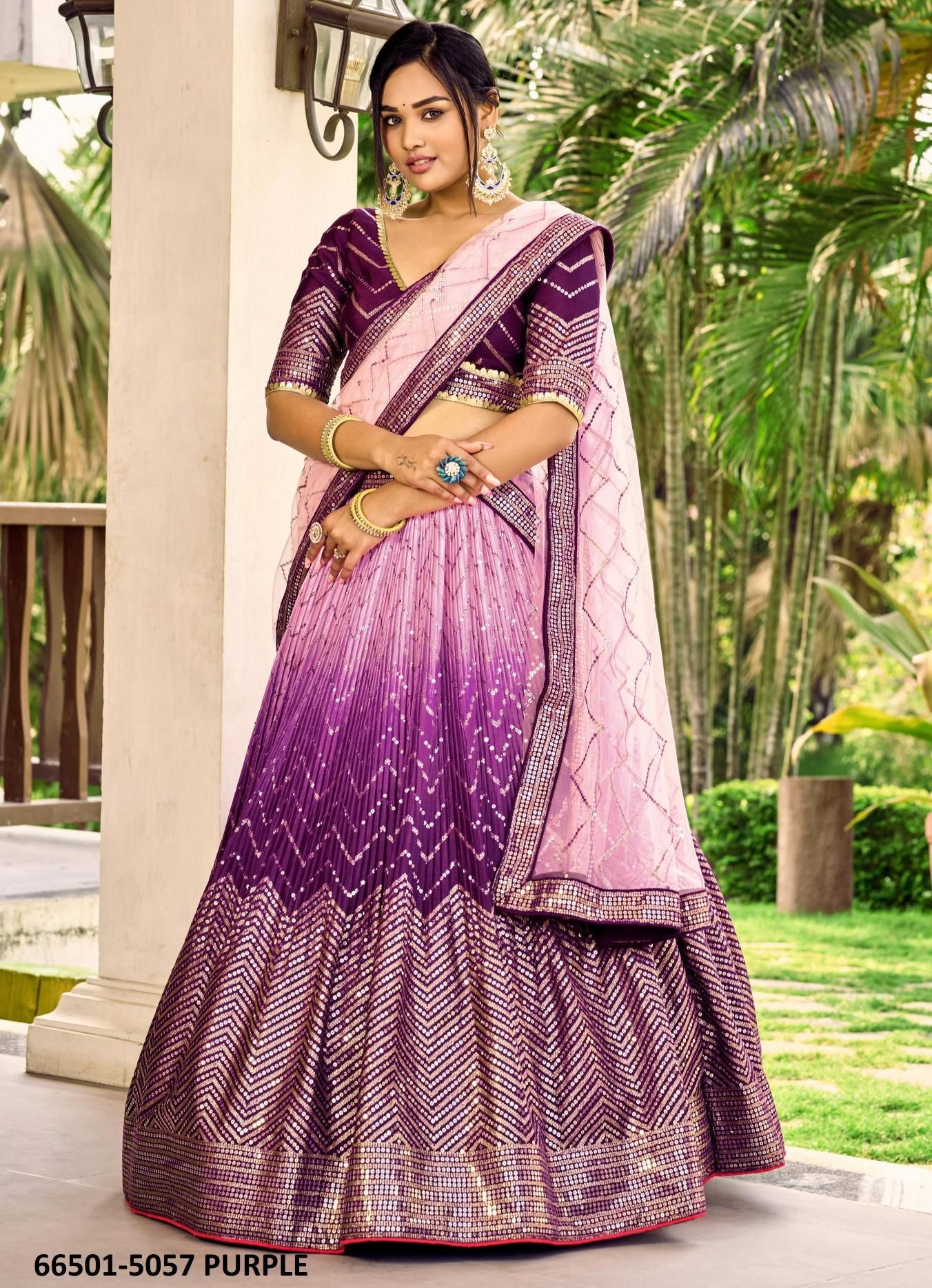 KIMAYA - Catalog # 66501 (Set of 6 Semi-Stitched Lehengas)