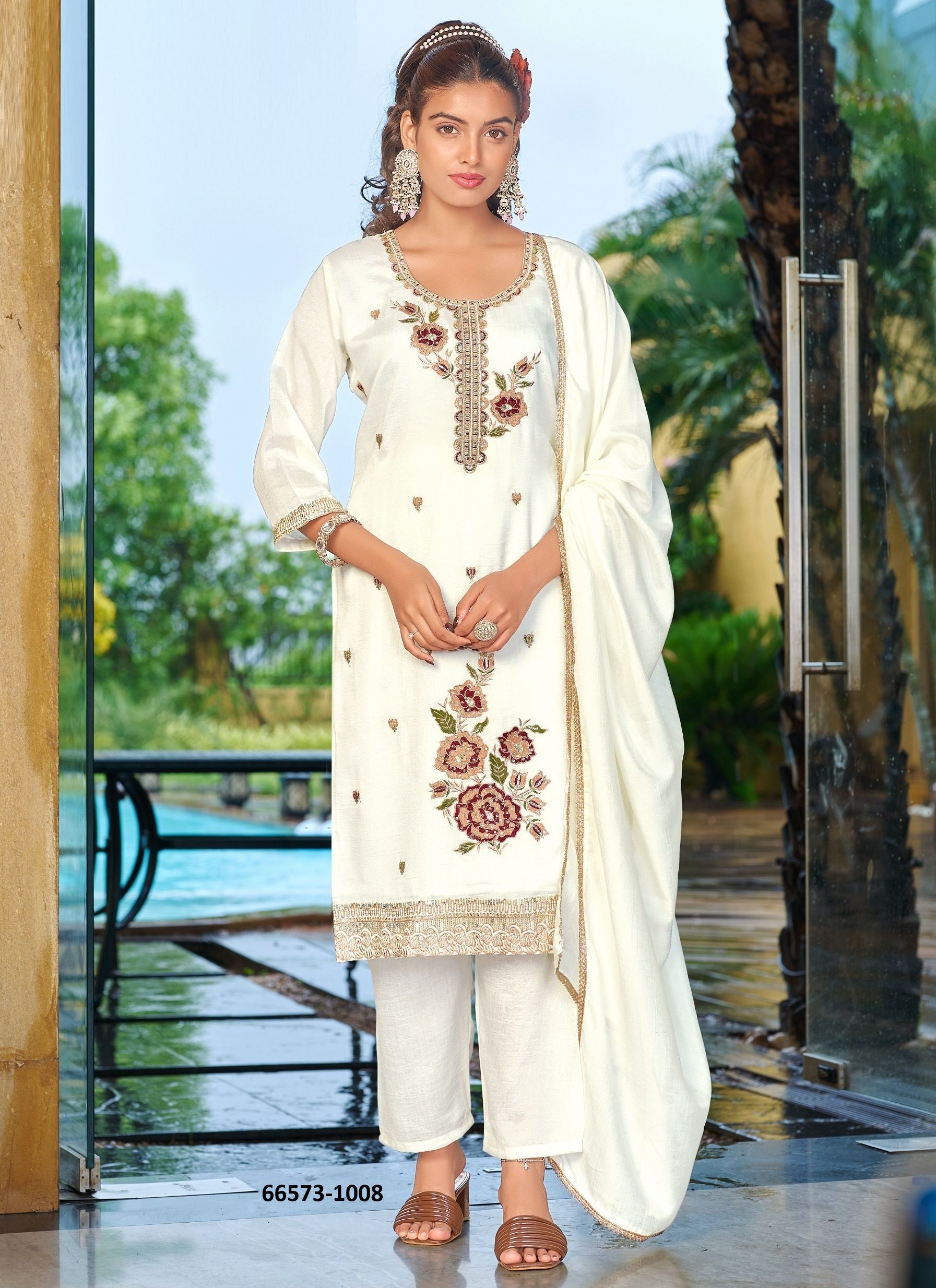 CRYSTAL - Catalog # 66573 (Set of 8 Readymade Salwar Suits)