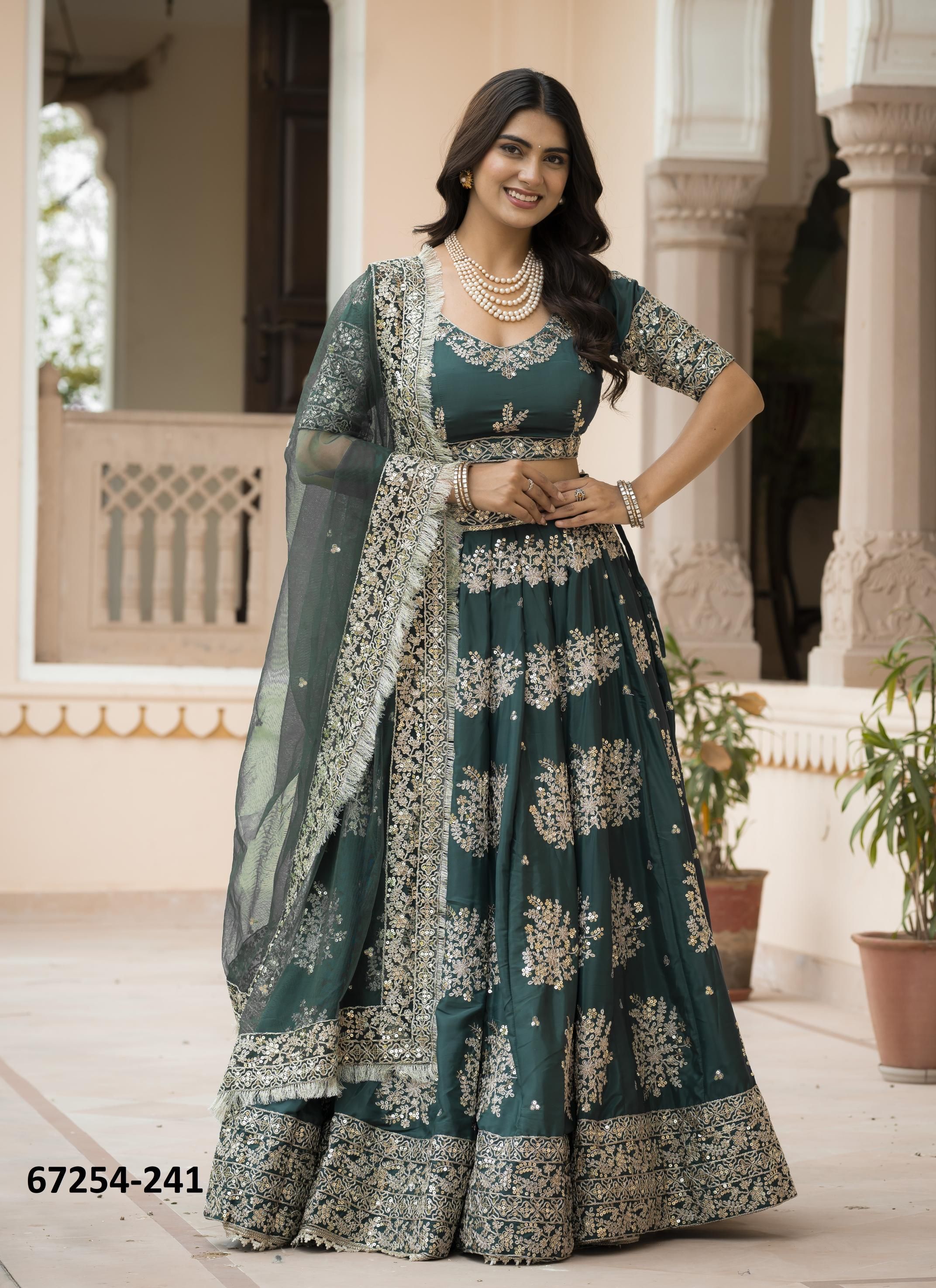 DESIGN 221 - Catalog # 67254 (Set of 7 Semi-Stitched Lehengas)
