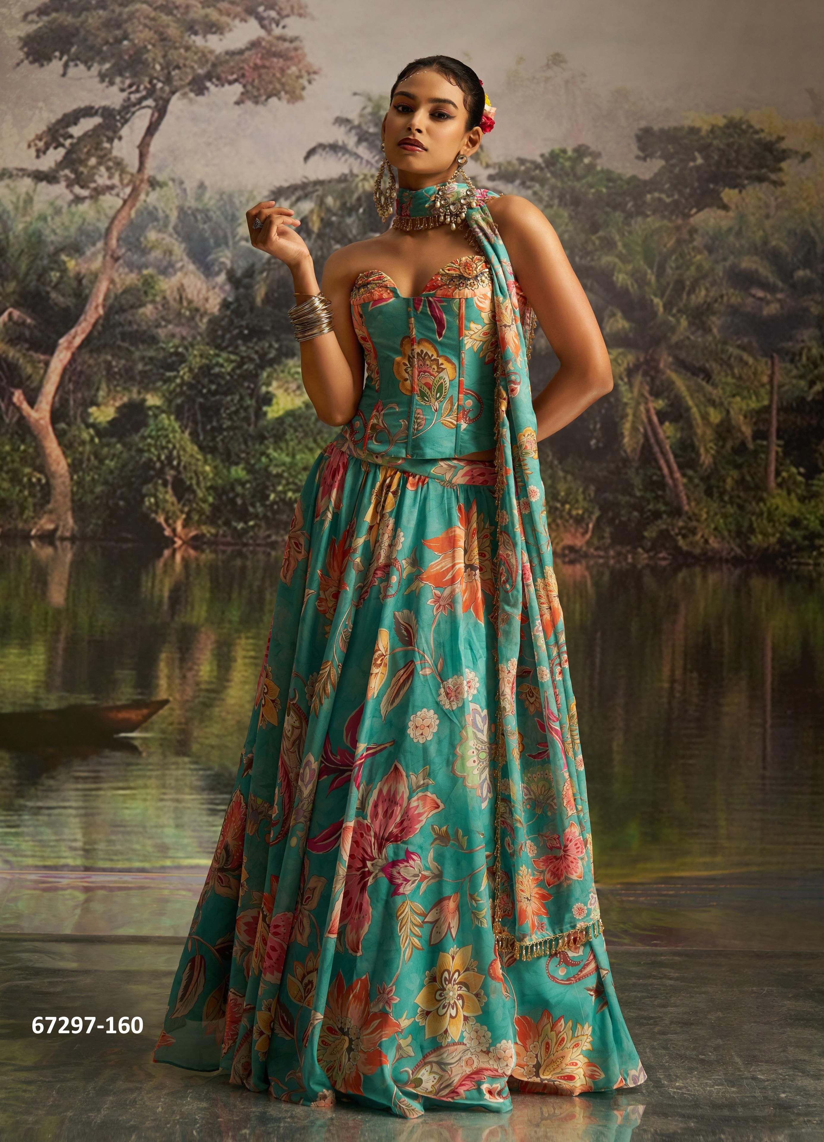 DESIGN 160 - Catalog # 67297 (Set of 3 Readymade Lehengas) DESIGN 160 - Catalog # 67297 (Set of 3 Readymade Lehengas)