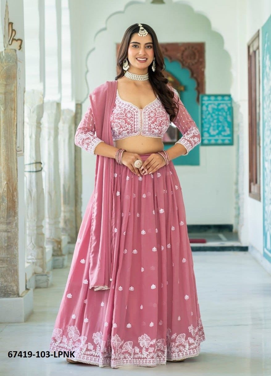 PANDIT - Catalog # 67419 (Set of 2 Semi-Stitched Lehengas) PANDIT - Catalog # 67419 (Set of 2 Semi-Stitched Lehengas)