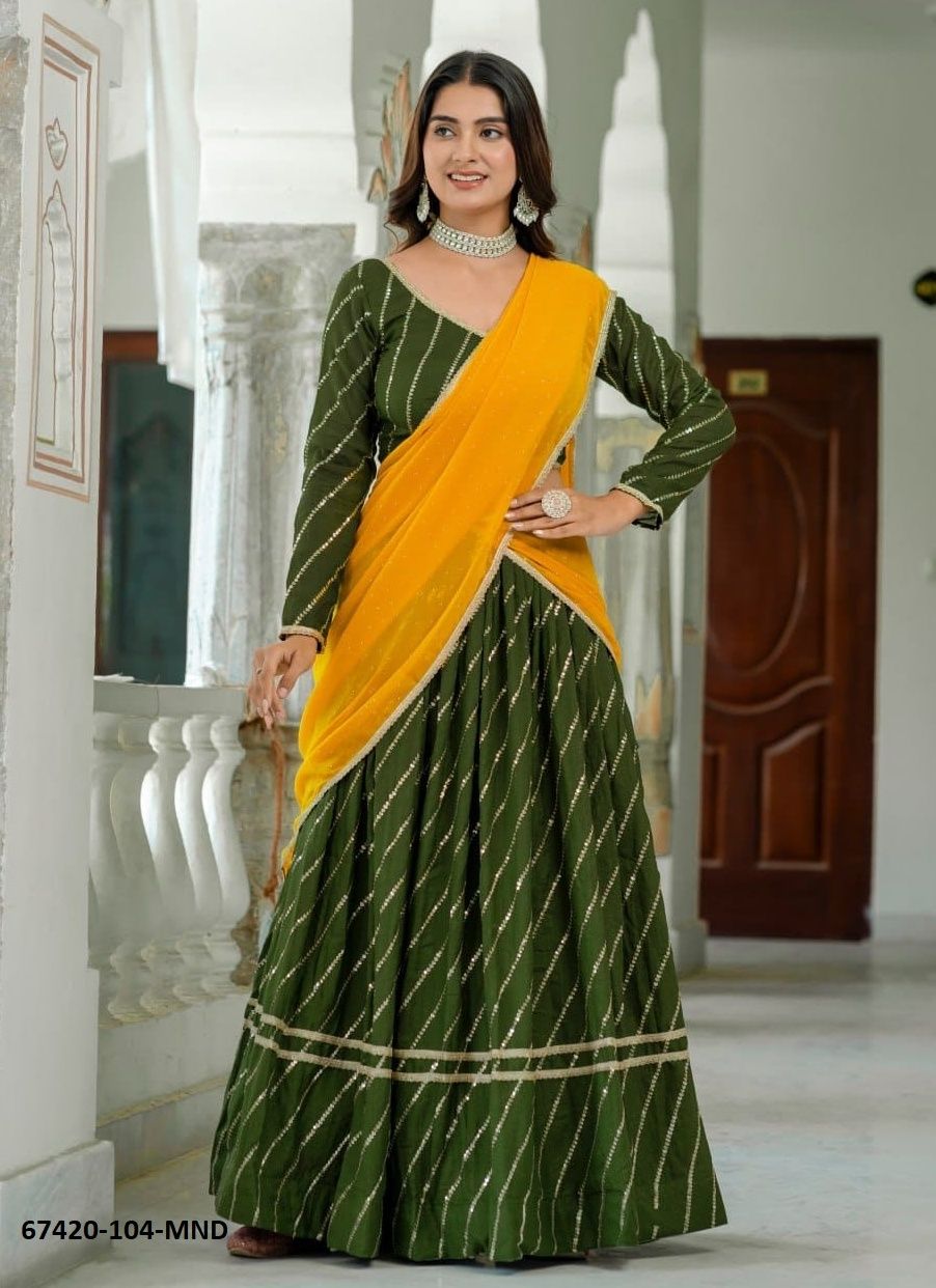 PINNACLE - Catalog # 67420 (Set of 4 Semi-Stitched Lehengas) PINNACLE - Catalog # 67420 (Set of 4 Semi-Stitched Lehengas)