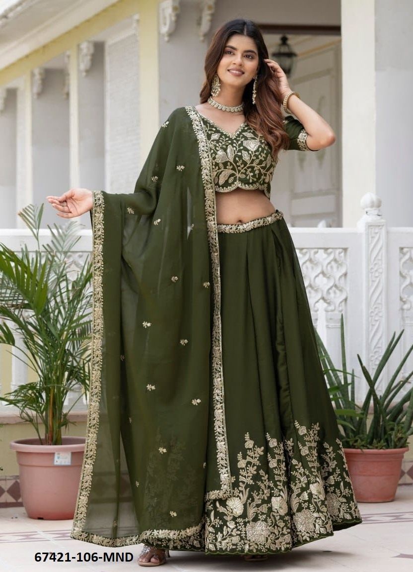 PIRAMYD - Catalog # 67421 (Set of 2 Semi-Stitched Lehengas) PIRAMYD - Catalog # 67421 (Set of 2 Semi-Stitched Lehengas)