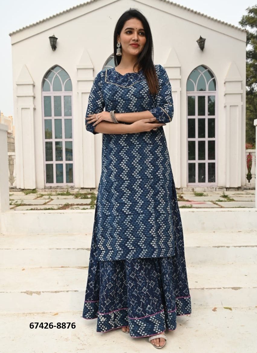 BAGRU HAND PRINTED KURTA WITH SKIRT - Catalog # 67426 (Set of 16 Tops With Bottoms) BAGRU HAND PRINTED KURTA WITH SKIRT - Catalog # 67426 (Set of 16 Tops With Bottoms)