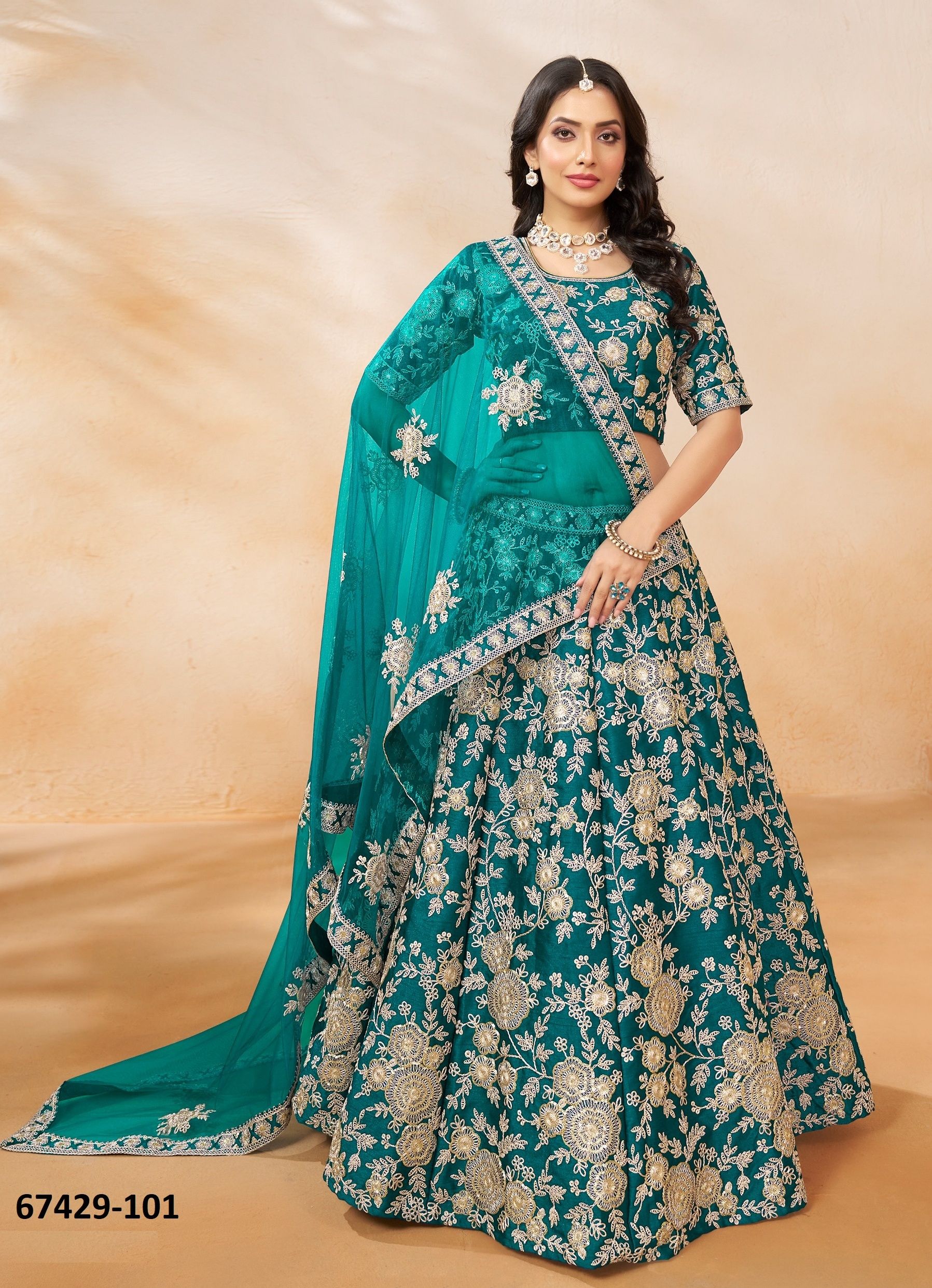 MANUSHKA - Catalog # 67429 (Set of 4 Semi-Stitched Lehengas) MANUSHKA - Catalog # 67429 (Set of 4 Semi-Stitched Lehengas)
