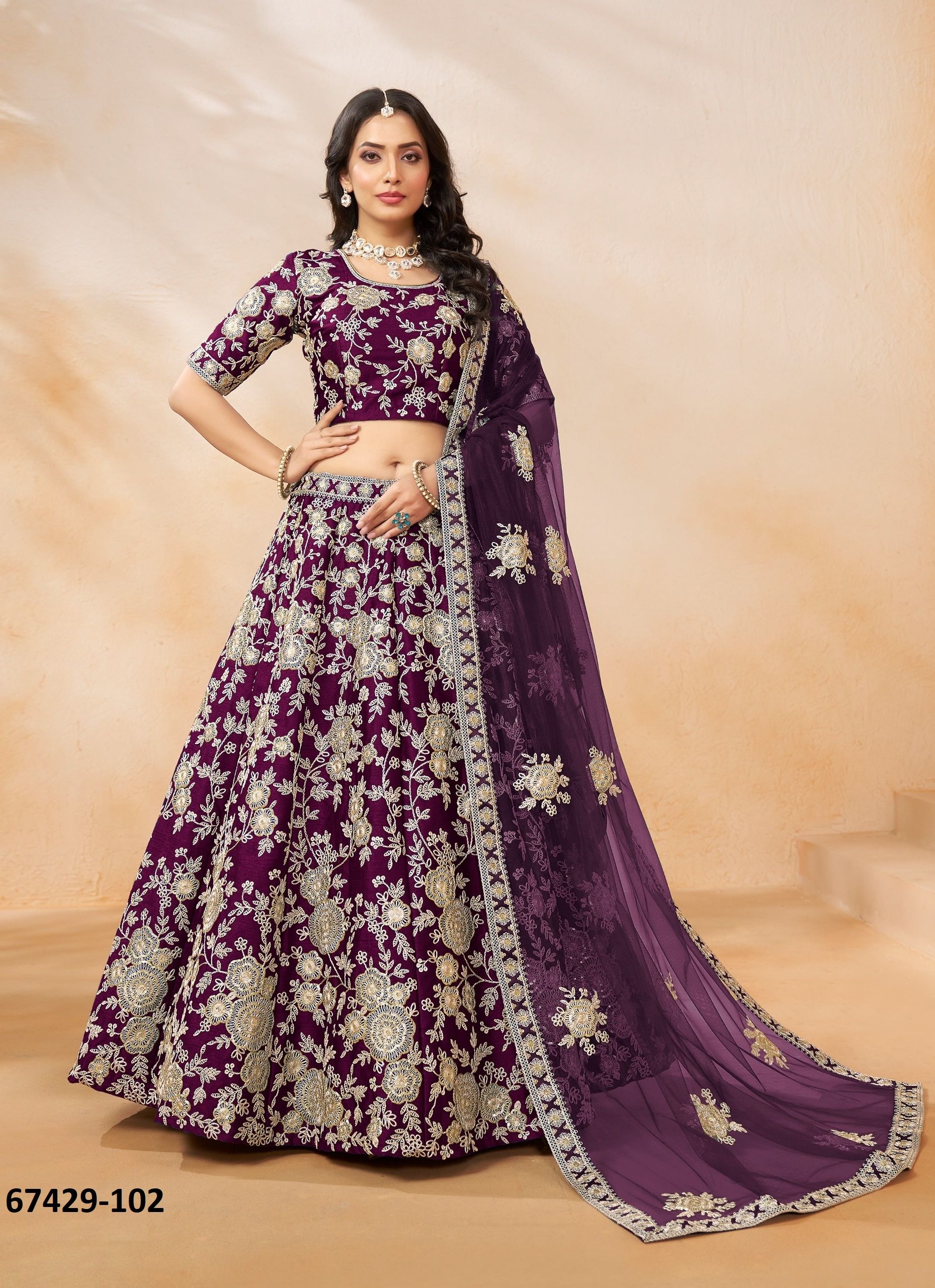 MANUSHKA - Catalog # 67429 (Set of 4 Semi-Stitched Lehengas) MANUSHKA - Catalog # 67429 (Set of 4 Semi-Stitched Lehengas)