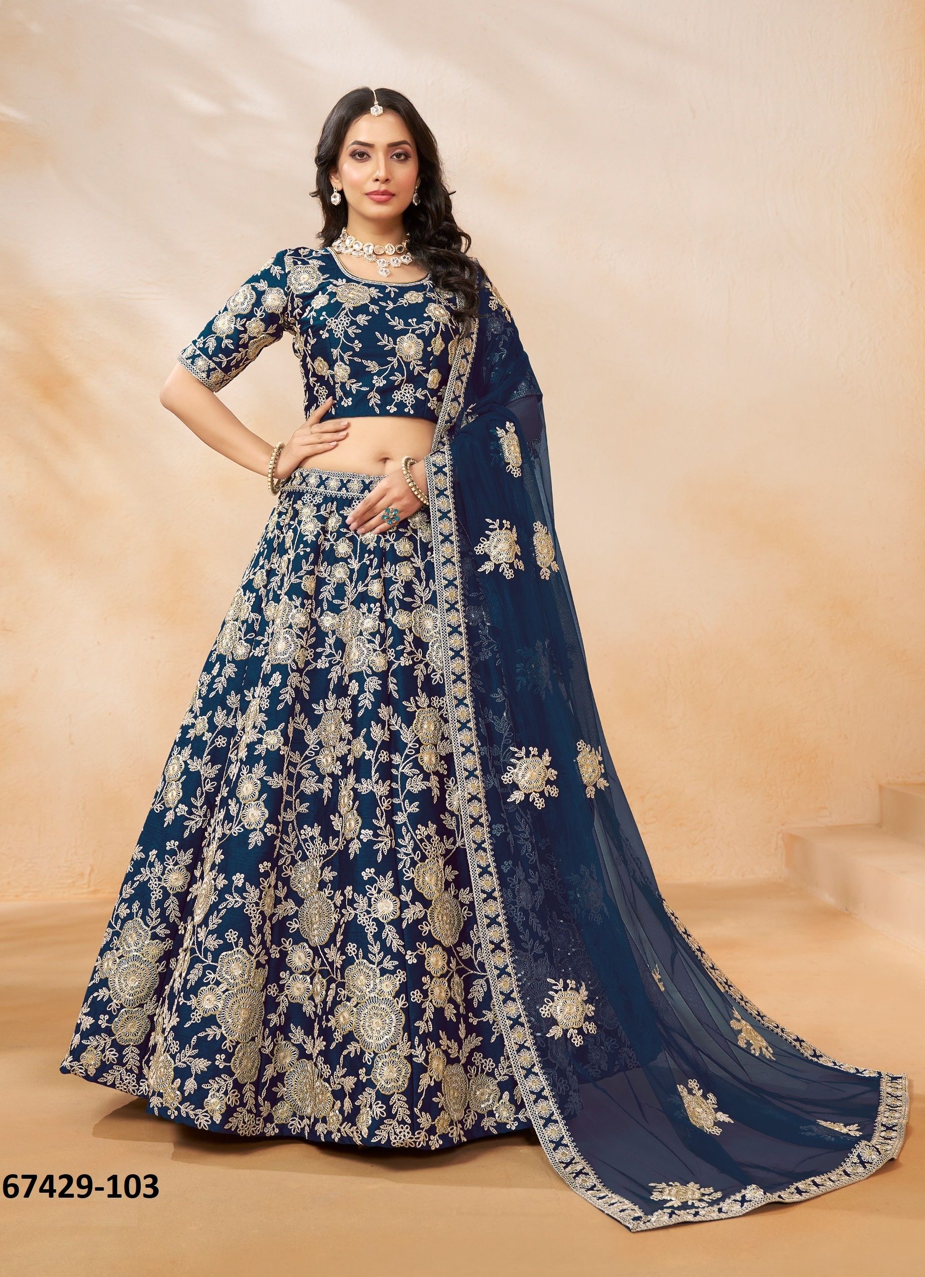 MANUSHKA - Catalog # 67429 (Set of 4 Semi-Stitched Lehengas) MANUSHKA - Catalog # 67429 (Set of 4 Semi-Stitched Lehengas)