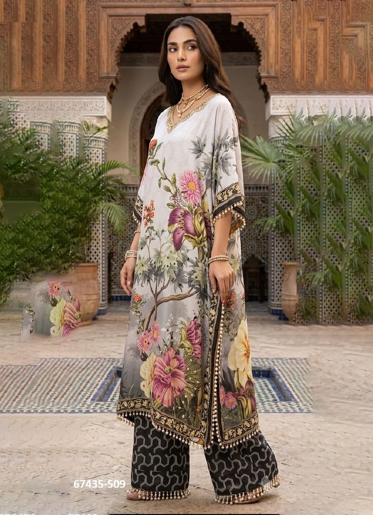 NECK-PIECE KAFTAN CO-ORD SET - Catalog # 67435 (Set of 6 Tops With Bottoms) NECK-PIECE KAFTAN CO-ORD SET - Catalog # 67435 (Set of 6 Tops With Bottoms)