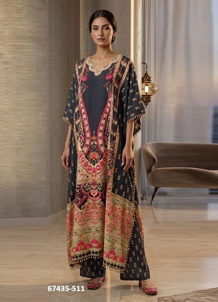 NECK-PIECE KAFTAN CO-ORD SET - Catalog # 67435 (Set of 6 Tops With Bottoms) NECK-PIECE KAFTAN CO-ORD SET - Catalog # 67435 (Set of 6 Tops With Bottoms)