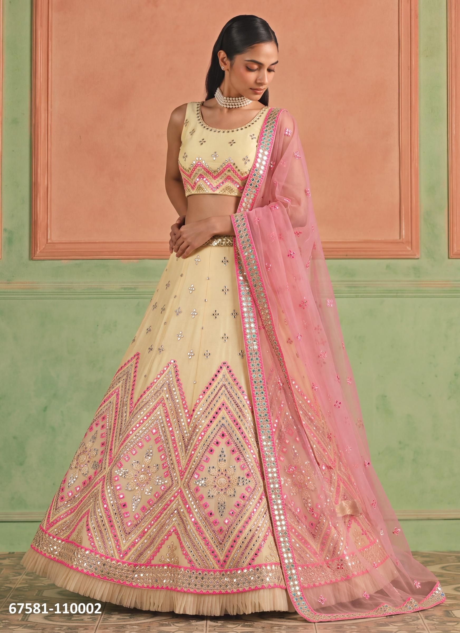 LOOMS - Catalog # 67581 (Set of 11 Semi-Stitched Lehengas)