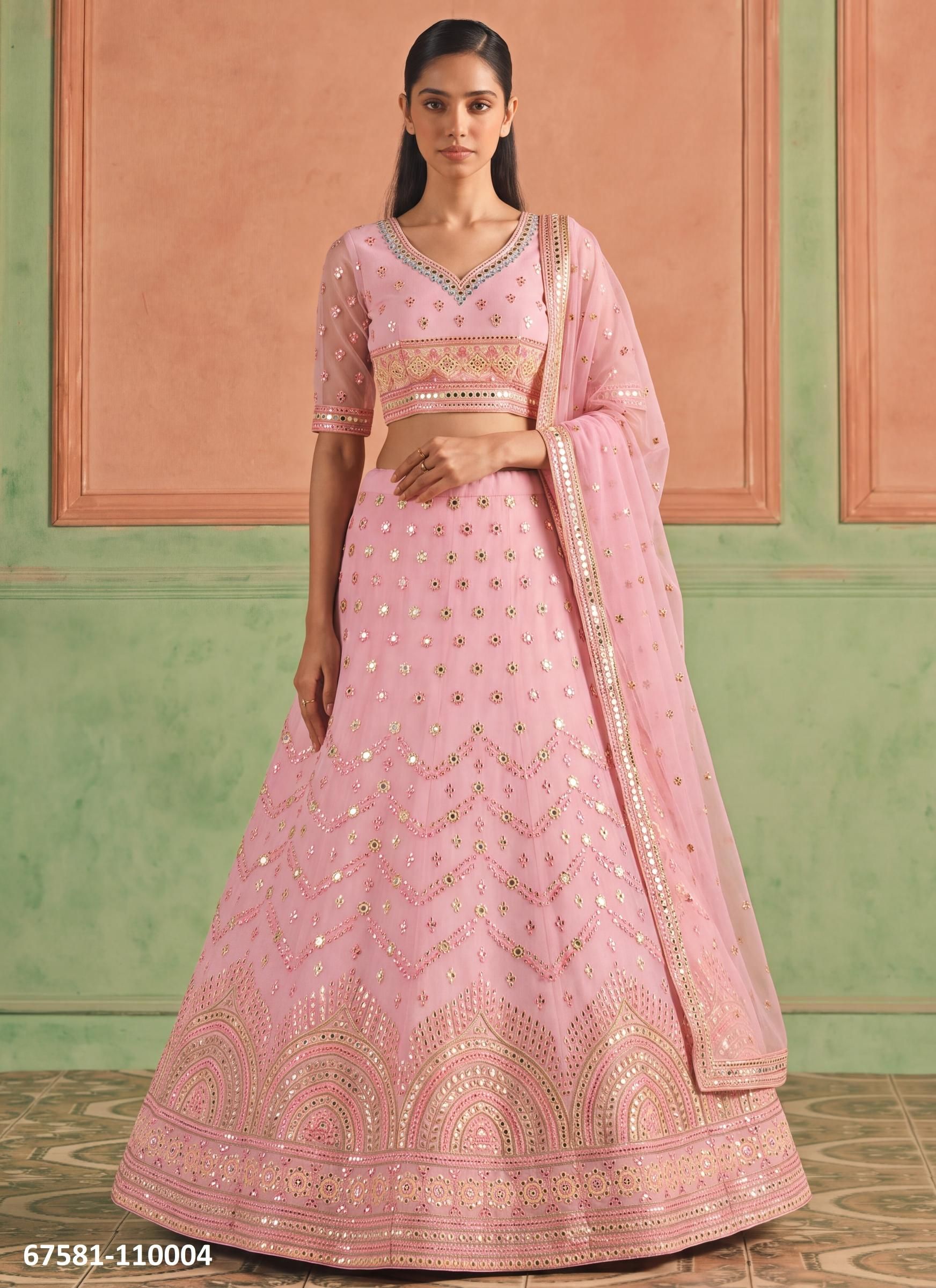 LOOMS - Catalog # 67581 (Set of 11 Semi-Stitched Lehengas)