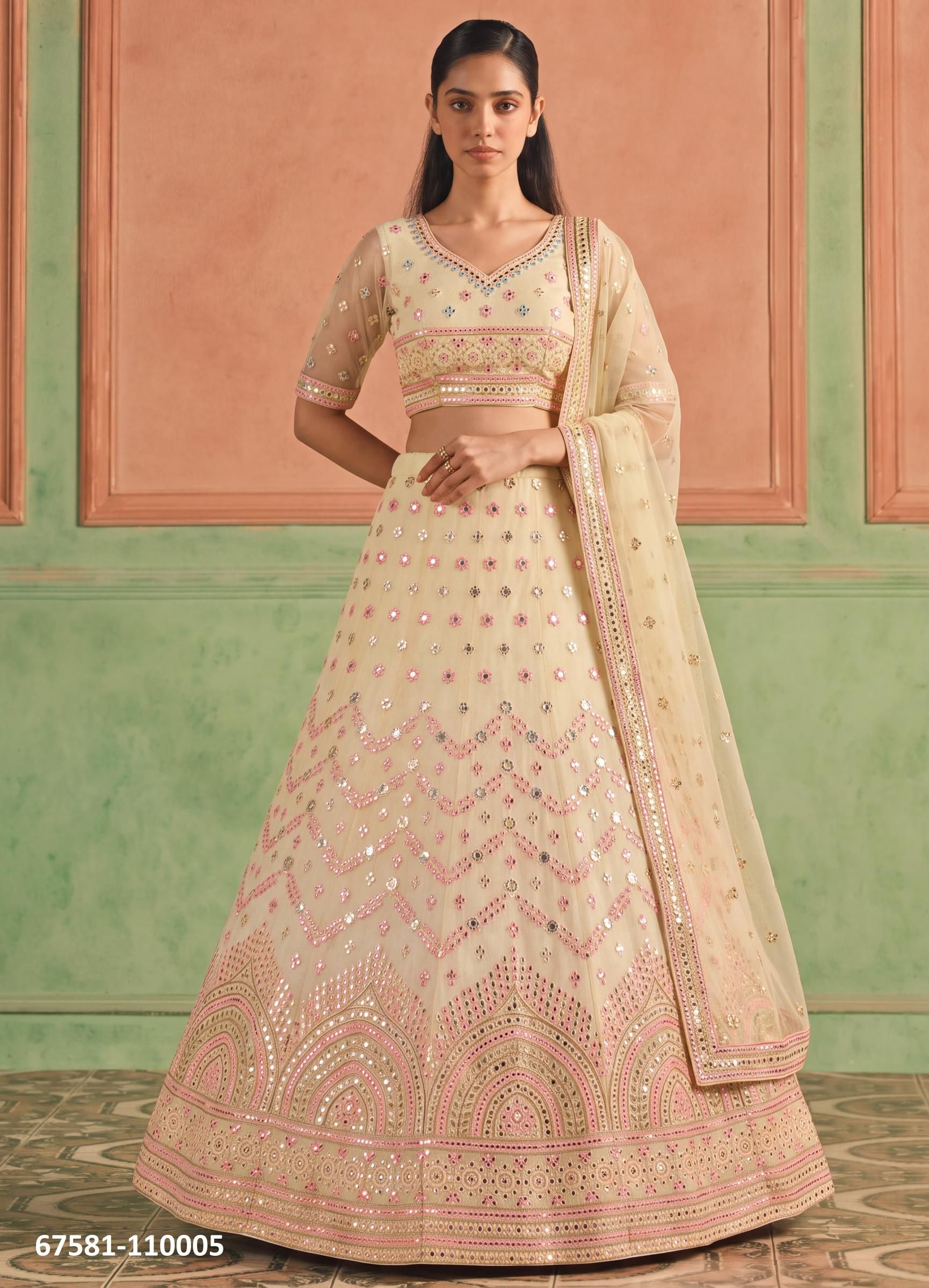 LOOMS - Catalog # 67581 (Set of 11 Semi-Stitched Lehengas)