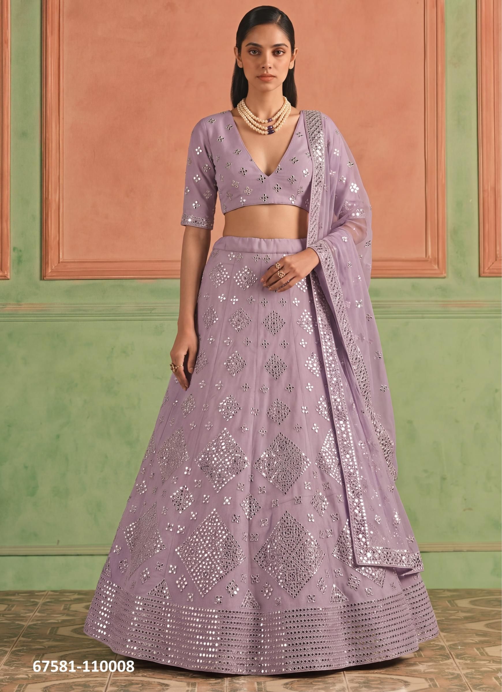 LOOMS - Catalog # 67581 (Set of 11 Semi-Stitched Lehengas)