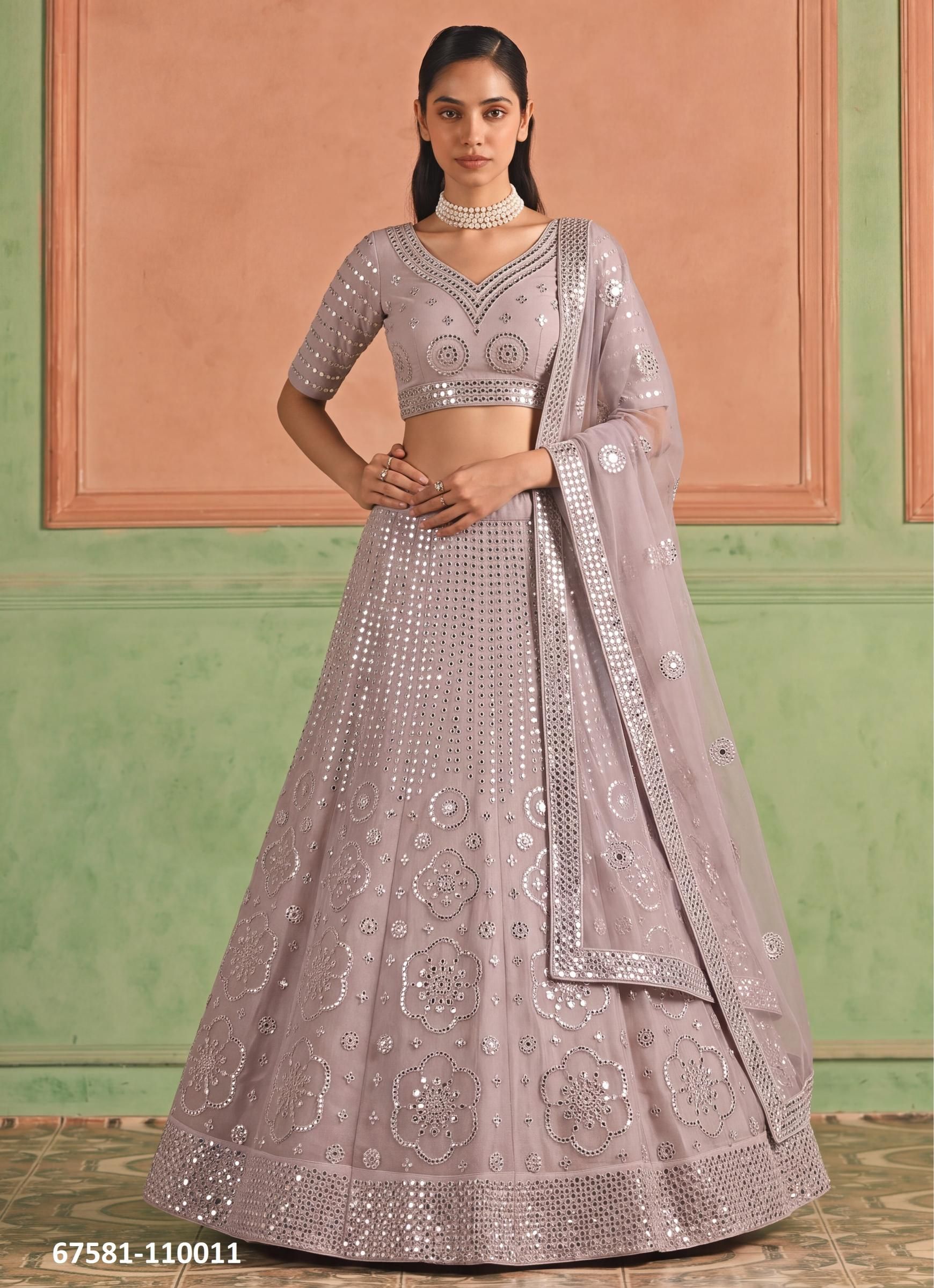 LOOMS - Catalog # 67581 (Set of 11 Semi-Stitched Lehengas)
