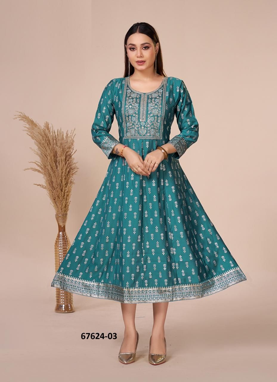 GRAMEEN - Catalog # 67624 (Set of 6 Readymade Women's Kurtis / Tops)
