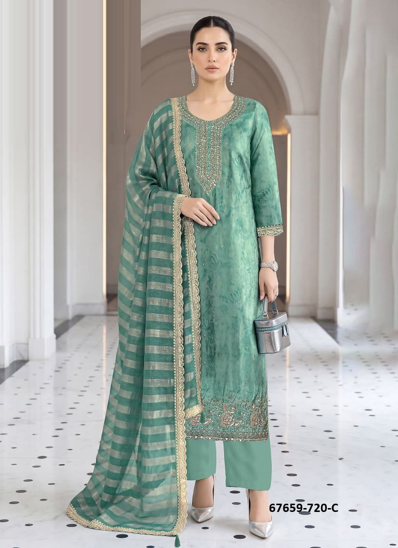 RAJ-TILAK - Catalog # 67659 (Set of 4 Readymade Salwar Suits) RAJ-TILAK - Catalog # 67659 (Set of 4 Readymade Salwar Suits)