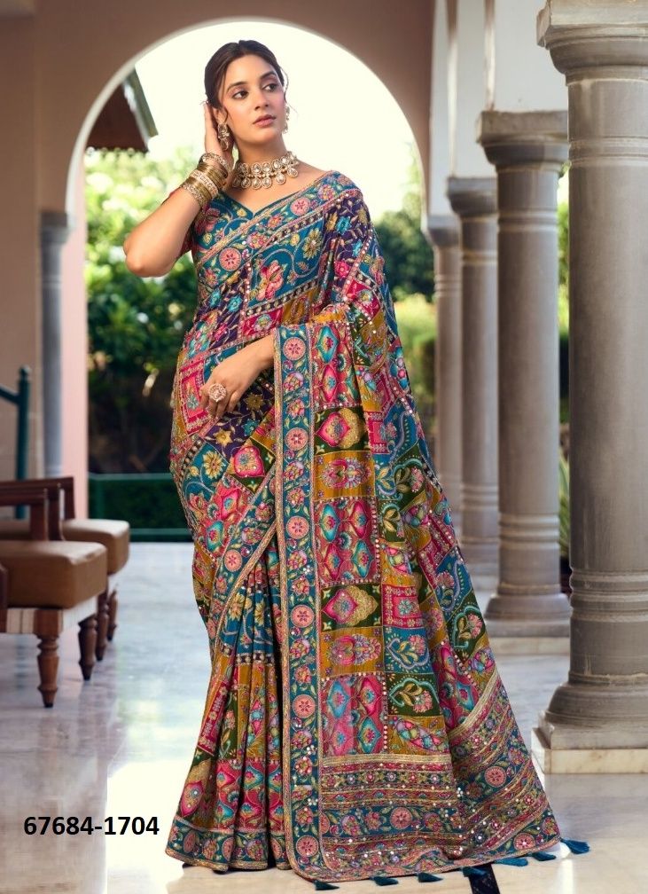 RANGEEN POSITION PRINT - Catalog # 67684 (Set of 5 Sarees)