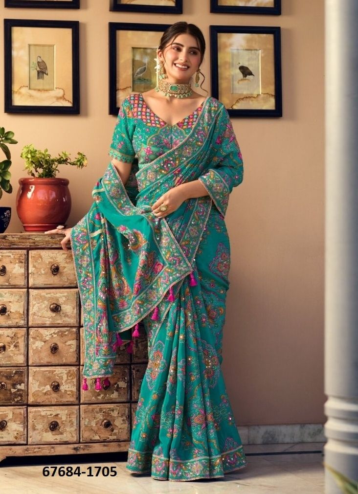 RANGEEN POSITION PRINT - Catalog # 67684 (Set of 5 Sarees)
