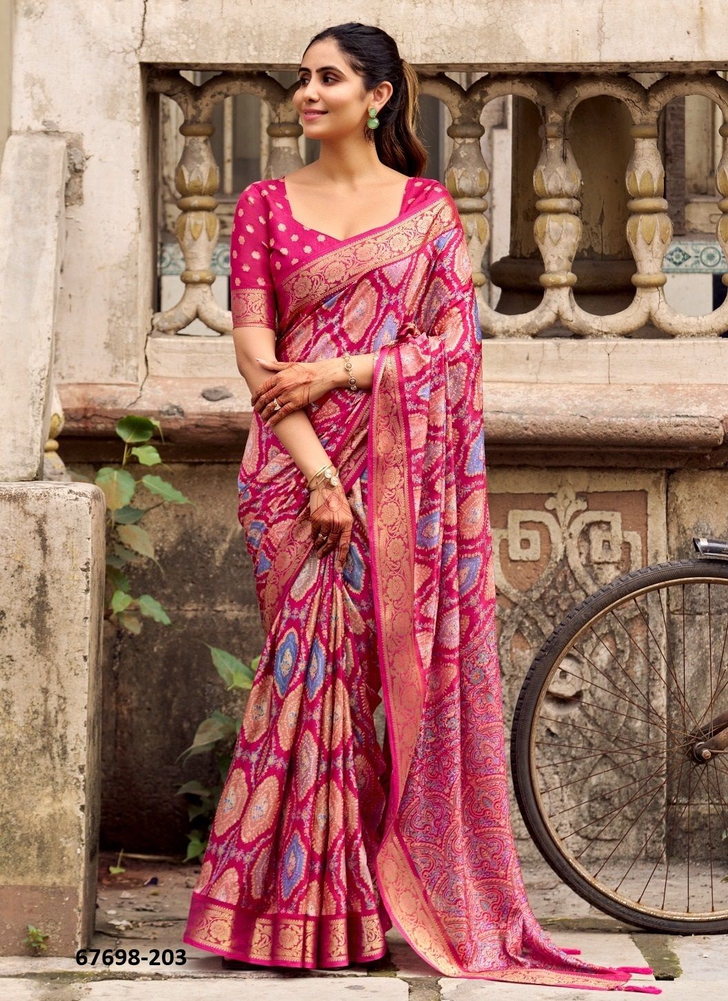 ALMOND - Catalog # 67698 (Set of 6 Sarees)