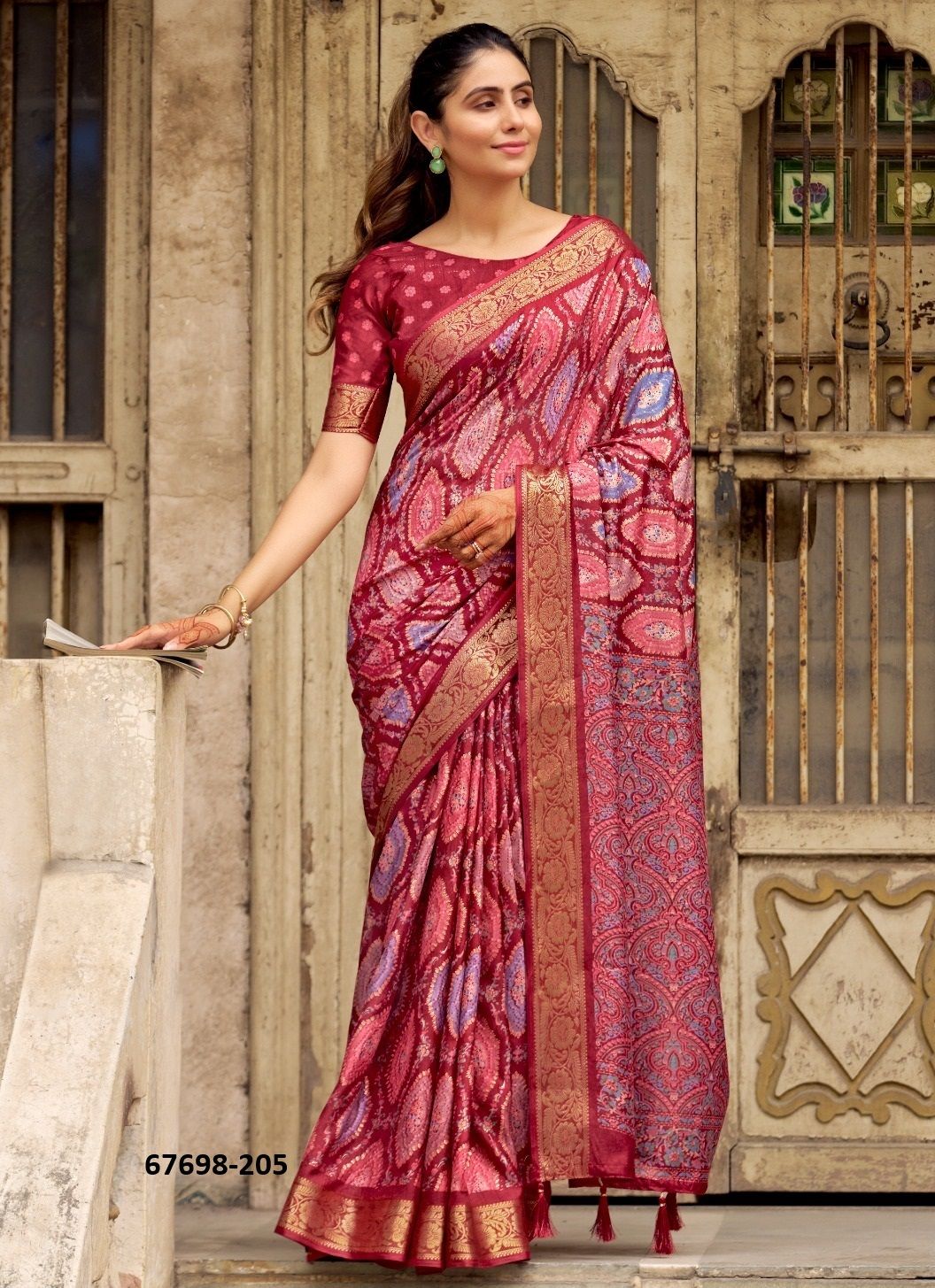ALMOND - Catalog # 67698 (Set of 6 Sarees)