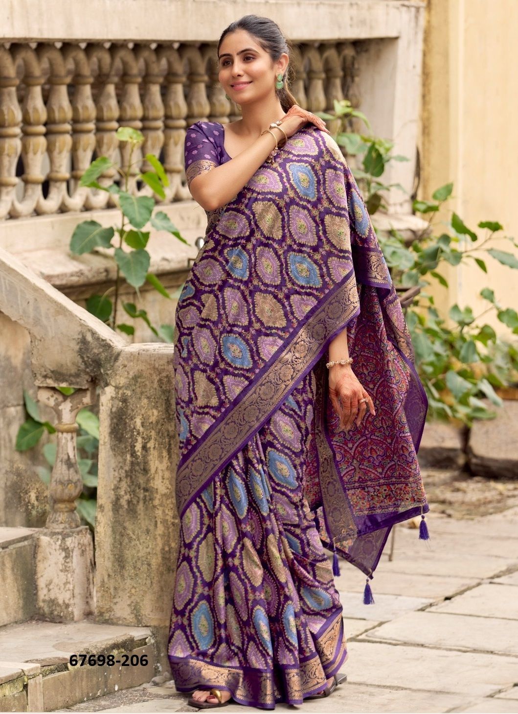 ALMOND - Catalog # 67698 (Set of 6 Sarees)