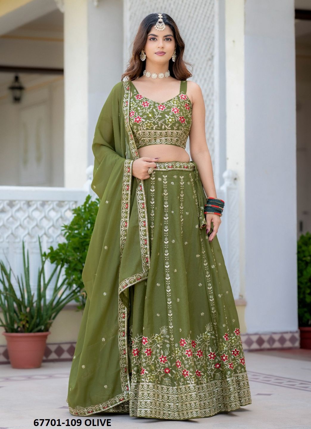 SINZARA - Catalog # 67701 (Set of 4 Semi-Stitched Lehengas)