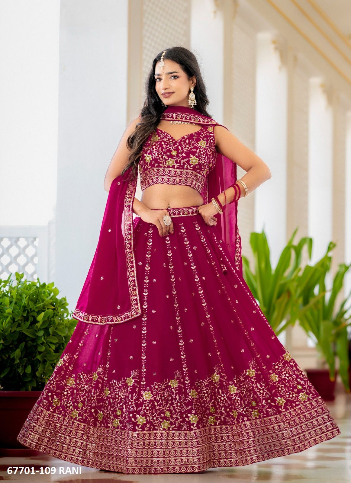 SINZARA - Catalog # 67701 (Set of 4 Semi-Stitched Lehengas)