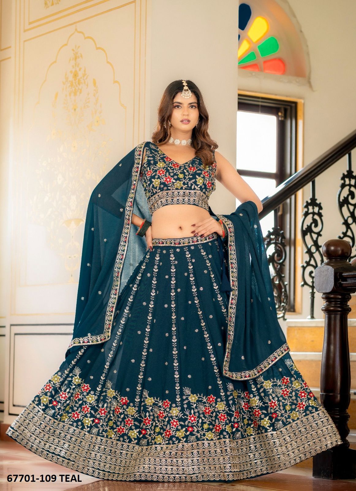 SINZARA - Catalog # 67701 (Set of 4 Semi-Stitched Lehengas)