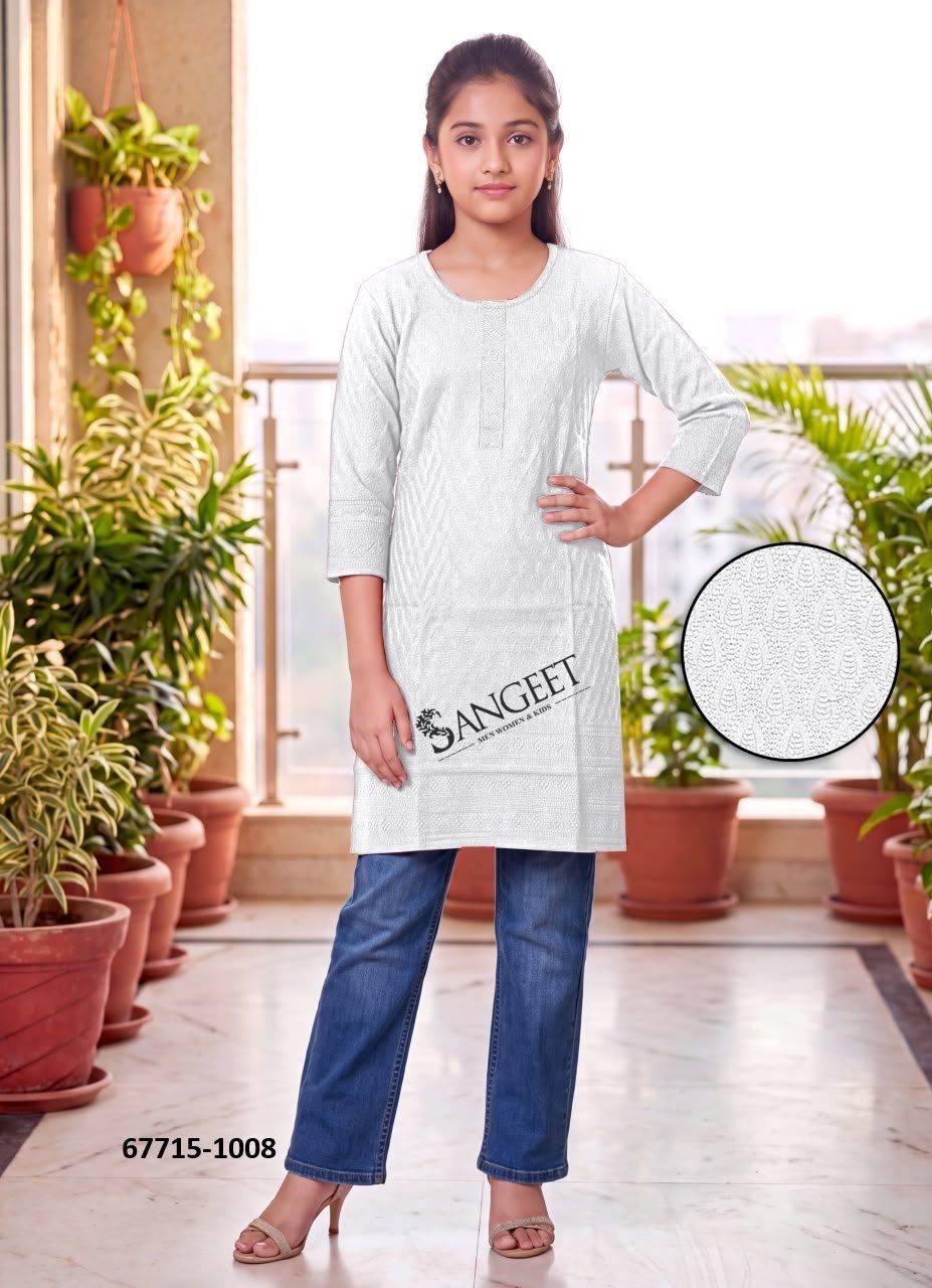CHIKANKARI GIRLS KURTI - Catalog # 67715 (Set of 10 Readymade Women's Kurtis / Tops) CHIKANKARI GIRLS KURTI - Catalog # 67715 (Set of 10 Readymade Women's Kurtis / Tops)