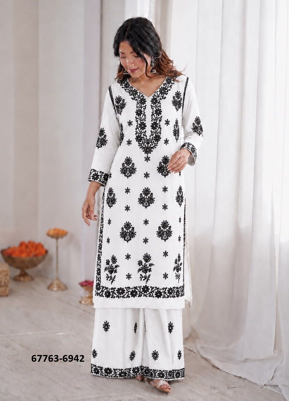LAKHNAVI SET - Catalog # 67763 (Set of 6 Tops With Bottoms)