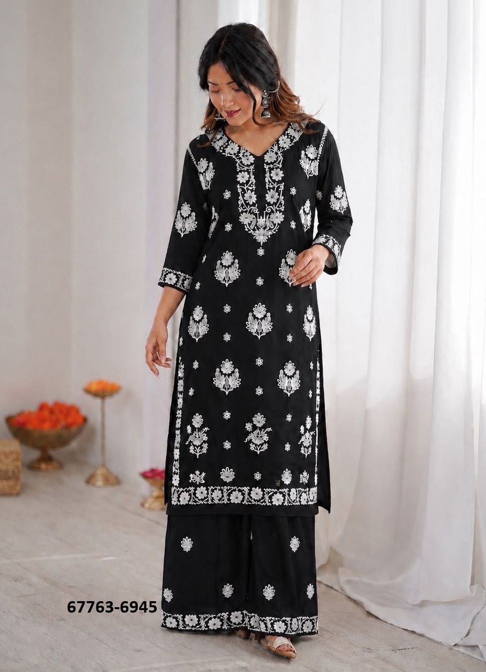 LAKHNAVI SET - Catalog # 67763 (Set of 6 Tops With Bottoms)