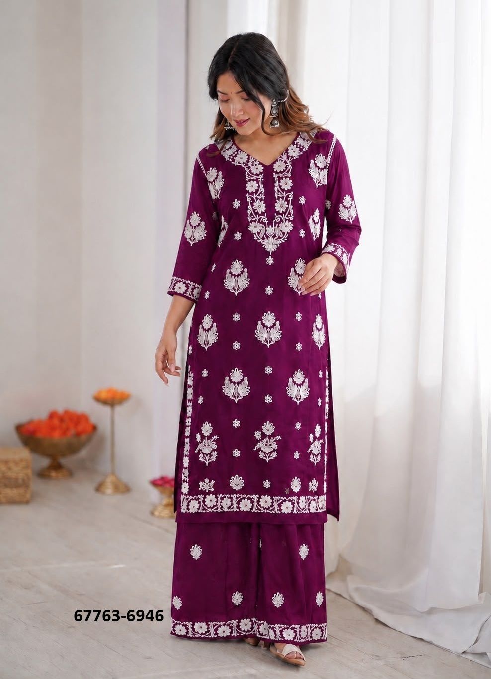 LAKHNAVI SET - Catalog # 67763 (Set of 6 Tops With Bottoms)