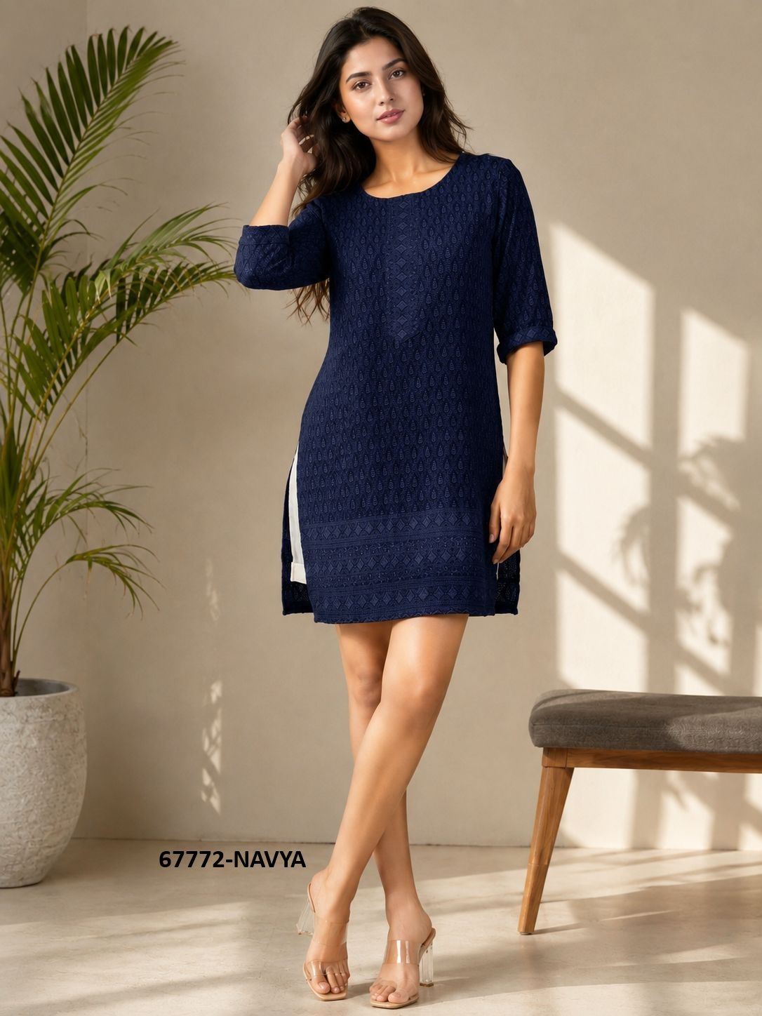 LAKHNAVI SCHIFFLI - Catalog # 67772 (Set of 42 SIZE-SETS [Readymade Women's Kurtis / Tops])