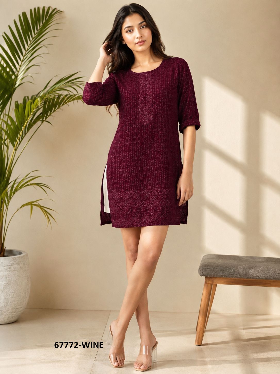 LAKHNAVI SCHIFFLI - Catalog # 67772 (Set of 42 SIZE-SETS [Readymade Women's Kurtis / Tops])