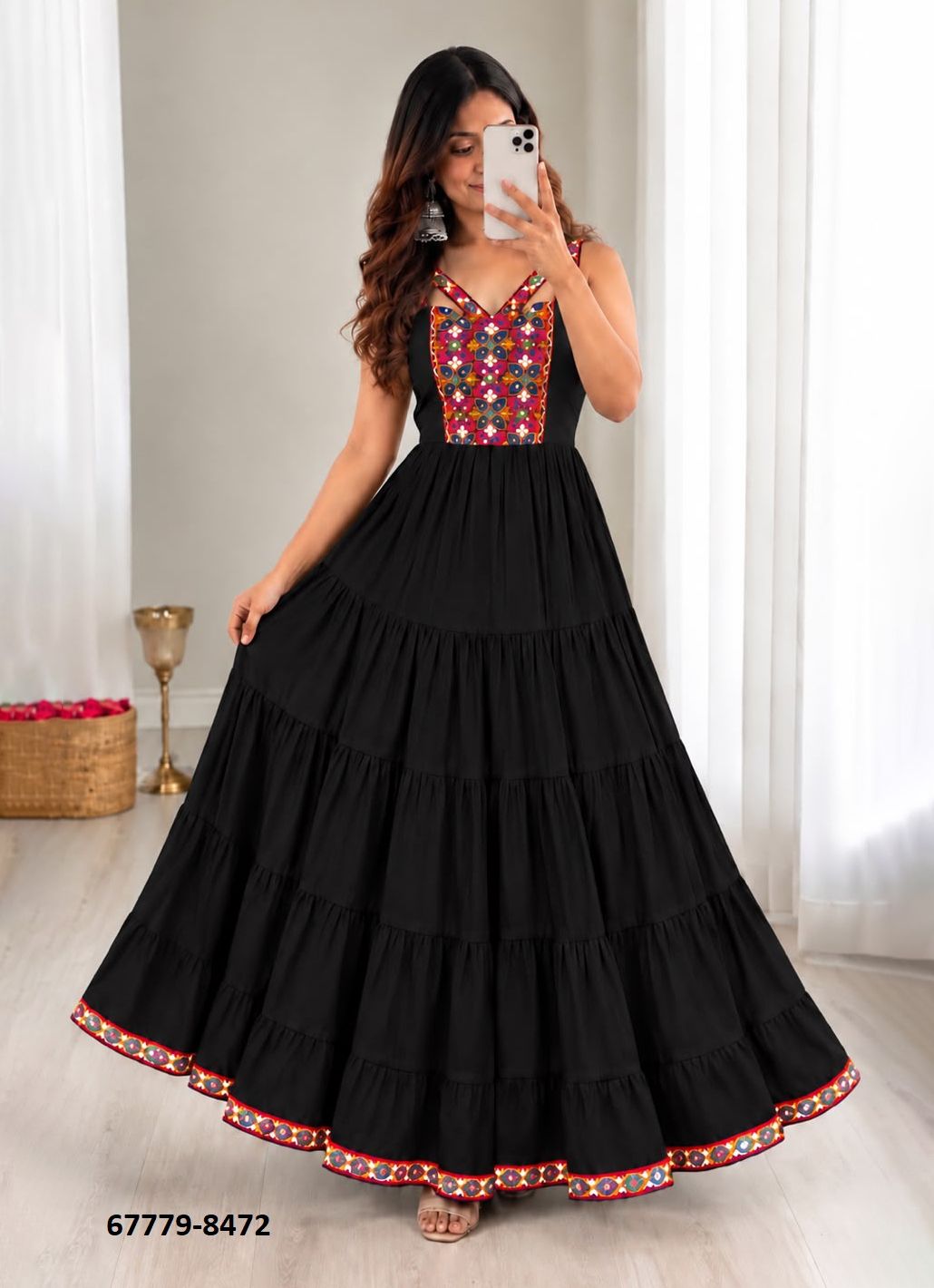 NAVRATRI RAMJAT - Catalog # 67779 (Set of 6 Readymade Gowns)