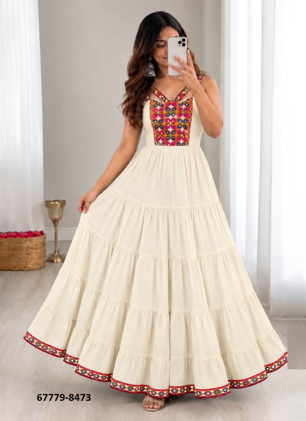 NAVRATRI RAMJAT - Catalog # 67779 (Set of 6 Readymade Gowns)