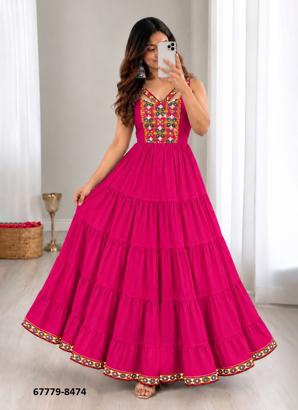 NAVRATRI RAMJAT - Catalog # 67779 (Set of 6 Readymade Gowns)